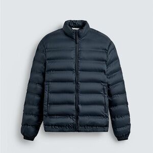 ZARA Men’s Navy Blue Lightweight Water Repellent Puffer Jacket Coat Size XL